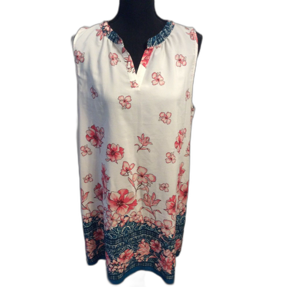 Womens Floral Print Dress sleeveless Size XL